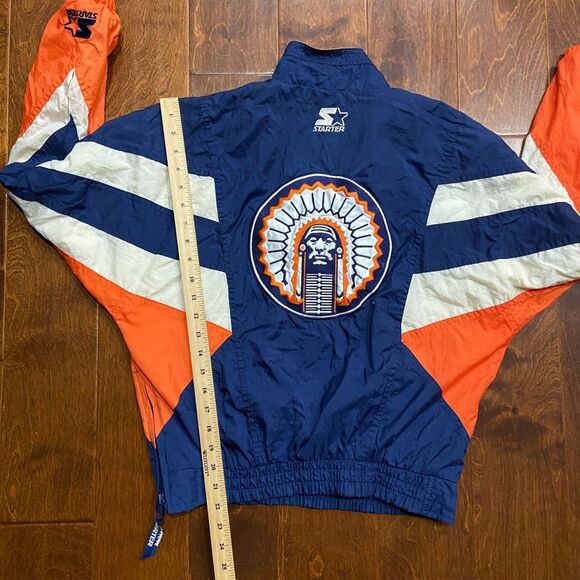 Starter Vintage 90s 1/4 Zip NCAA Illinois Illini Blue Orange Windbreaker Medium - Picture 10 of 10